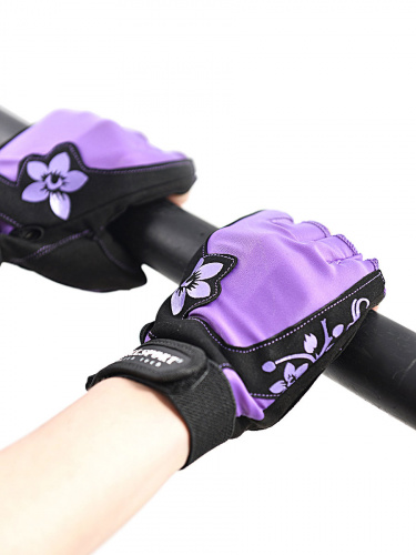 Перчатки для фитнеса женские замшевые X11, черно-фиолетовые