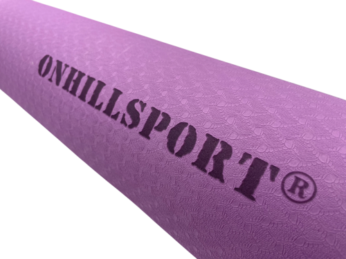 Коврик для йоги и фитнеса TPE 183*61*0.6 см, 2-слойный, OHS, фиолетово-розовый фото 7