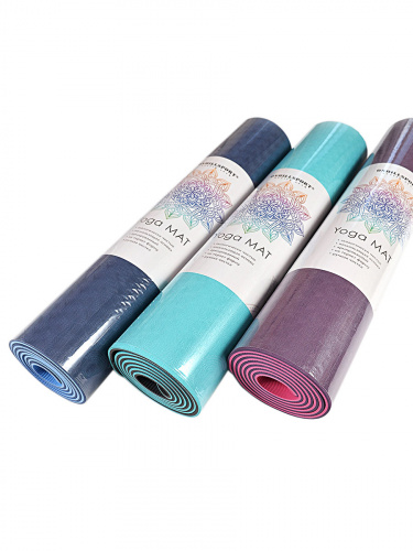 Коврик для йоги и фитнеса TPE 183*61*0.6 см, 2-слойный, OHS, фиолетово-розовый фото 13