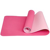 Коврик для йоги и фитнеса TPE 183*61*0.6 см, 2-слойный, розовый