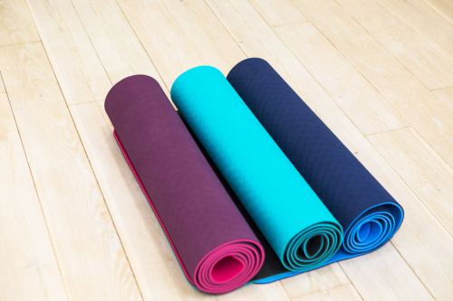 Коврик для йоги и фитнеса TPE 183*61*0.6 см, 2-слойный, OHS, фиолетово-розовый фото 15