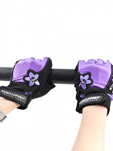 Перчатки для фитнеса женские замшевые X11, черно-фиолетовые фото 9