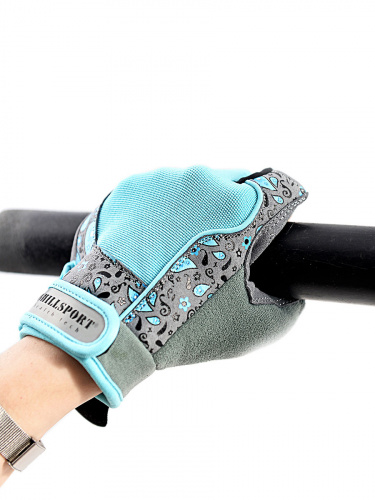 Перчатки для фитнеса женские замшевые X10, серо-голубые фото 15