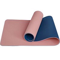 Коврик для йоги и фитнеса TPE 183*61*0.6 см, 2-слойный, розово-синий