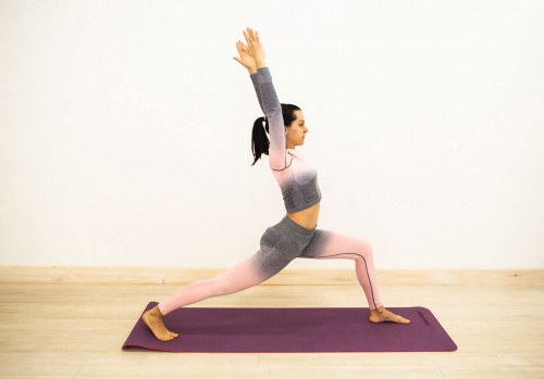 Коврик для йоги и фитнеса TPE 183*61*0.6 см, 2-слойный, OHS, фиолетово-розовый фото 5
