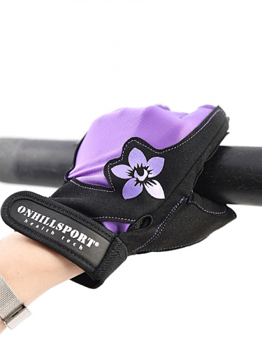 Перчатки для фитнеса женские замшевые X11, черно-фиолетовые фото 10