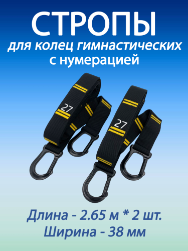 Стропы для гимнастических колец с карабинами