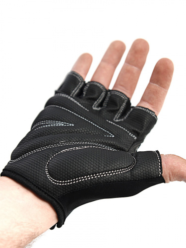 Перчатки для фитнеса унисекс кожаные Q12, черные фото 10