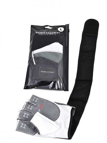 Перчатки для фитнеса мужские кожаные Q10, черно-белые фото 7