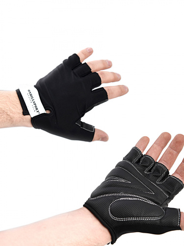 Перчатки для фитнеса унисекс кожаные Q12, черные, XXL фото 9