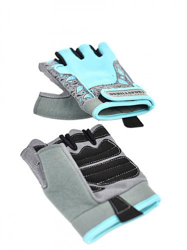 Перчатки для фитнеса женские замшевые X10, серо-голубые фото 9