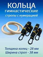 Кольца гимнастические 28 мм со стропами 38 мм