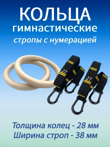 Кольца гимнастические 28 мм со стропами 38 мм