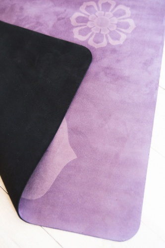 Коврик для фитнеса замшевый 183*68*0.3 см, с мандалой, коричнево-фиолетовый фото 2