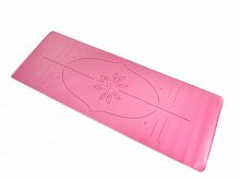 Коврик для йоги и фитнеса PU 183*68*0.4 см, с разметкой, розовый