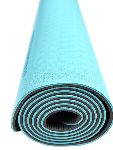 Коврик для йоги и фитнеса TPE 183*61*0.6 см, 2-слойный, OHS, бирюзовый фото 17