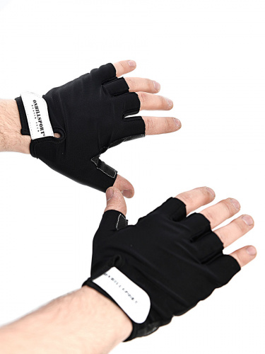Перчатки для фитнеса унисекс кожаные Q12, черные фото 14