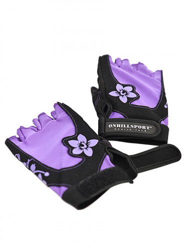 Перчатки для фитнеса женские замшевые X11, черно-фиолетовые фото 4