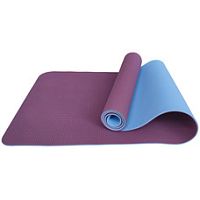 Коврик для йоги и фитнеса TPE 183*61*0.6 см, 2-слойный, фиолетово-голубой