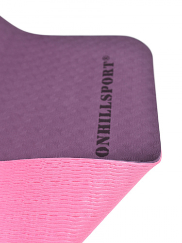Коврик для йоги и фитнеса TPE 183*61*0.6 см, 2-слойный, OHS, фиолетово-розовый фото 18