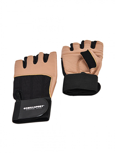 Перчатки для фитнеса мужские кожаные Q11, черно-коричневые, S фото 10