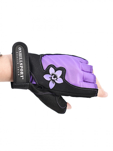 Перчатки для фитнеса женские замшевые X11, черно-фиолетовые фото 11